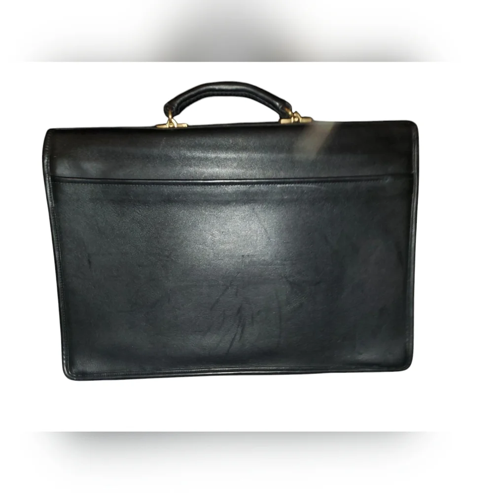 Vintage COACH Diplomat Attache Black Leather Briefcase/Messenger Bag